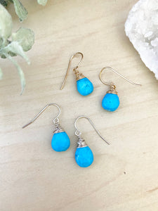 Turquoise Gemstone Drop Earrings - 14k Gold Fill or Sterling Silver