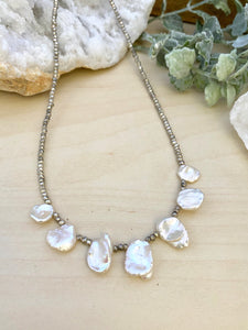 Talia Necklace - Short Beaded Necklace with Freshwater Keshi Pearls