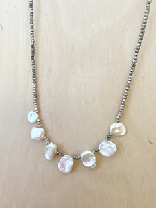 Talia Necklace - Short Beaded Necklace with Freshwater Keshi Pearls