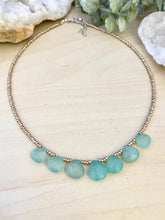Load image into Gallery viewer, Talia Necklace - Short Beaded Necklace with Aqua Chalcedony
