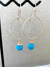 Load image into Gallery viewer, Hoop Earrings with Turquoise Drop - Gold fill or Sterling Silver