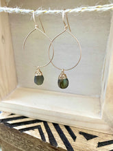 Load image into Gallery viewer, Hoop Earrings with Labradorite Drop - Gold fill or Sterling Silver