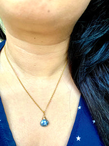 Black Gemstone Drop Necklace