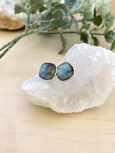 Load image into Gallery viewer, Labradorite studs on sterling silver posts - blue flash