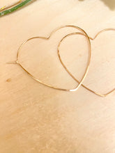 Load image into Gallery viewer, Heart Hoops - 14k gold filled or sterling silver