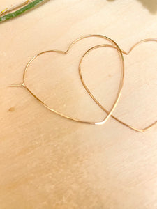 Heart Hoops - 14k gold filled or sterling silver
