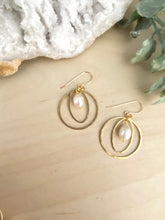 Load image into Gallery viewer, Mia Earrings - Circle and Oval hoops with a white Pearl drop