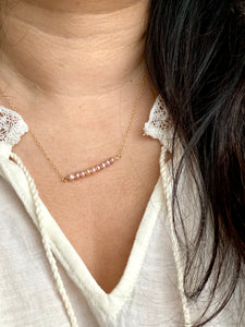 Pink Pearl Bar Necklace