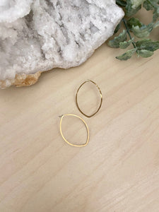 Gold Open Marquise Studs - Stainless Steel Posts
