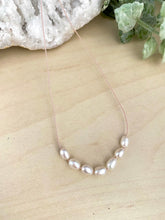 Load image into Gallery viewer, Large Rice Pearl Bar on a Silk Cord - 17 inch Pearl Cord Necklace
