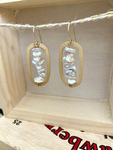 Load image into Gallery viewer, Keshi pearls and brass oval earrings - Gold Filled Ear Wires