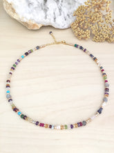 Load image into Gallery viewer, Colourful Confetti Choker - Mixed Gemstone Choker Necklace Adjustable 14 to 16 inches Bright pop of Color