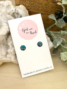 Blue Abalone Earrings on Surgical Steel posts
