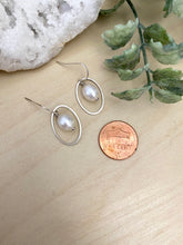 Load image into Gallery viewer, Oval Pearl Drop Earrings