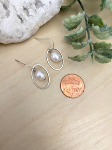 Oval Pearl Drop Earrings