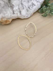 Gold Open Marquise Studs - Stainless Steel Posts
