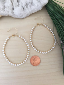 Wire Wrapped Gold Fill Freshwater Pearl Hoop Earrings 