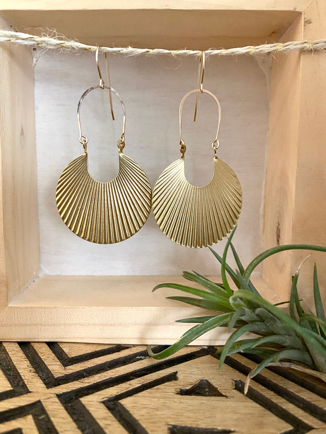 Shield earrings with 14k gold filled ear wires