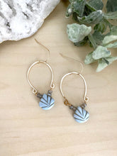 Load image into Gallery viewer, Alia Earrings - Boulder Opal and Labradorite Inverted Hoop earrings - Gold fill
