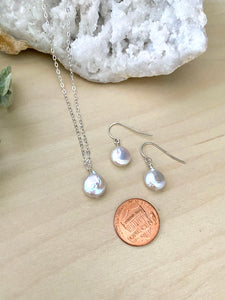 Small White Coin Pearl Gift Set - Sterling Silver or 14k Gold filled