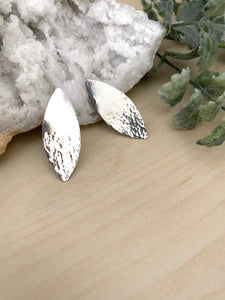 Hammered Marquise Studs - Stainless Steel Posts