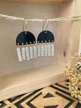 Load image into Gallery viewer, Fringe earrings - black and gold with freshwater pearls - limited edition - 14k gold fill ear wires