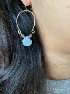 Alia Earrings - Boulder Opal and Labradorite Inverted Hoop earrings - Gold fill