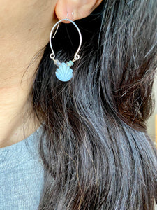 Alia Earrings - Boulder Opal and Labradorite Inverted Hoop earrings - Gold fill