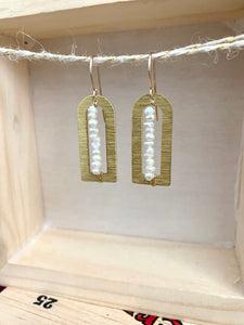 Pearl Arch Earrings - 14k Gold filled Ear Wires