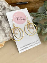 Load image into Gallery viewer, Mia Earrings - Circle and Oval hoops with a white Pearl drop
