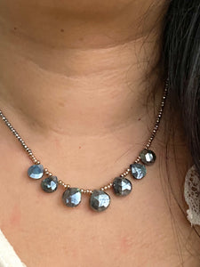 Talia Necklace - Short Beaded Necklace with Black Labradorite