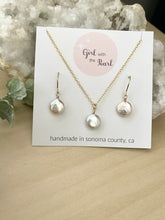 Load image into Gallery viewer, Small White Coin Pearl Gift Set - Sterling Silver or 14k Gold filled