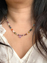 Load image into Gallery viewer, Colourful Handknotted Pearl &amp; Gemstone Statement Necklace Adjustable 16 to 18 inches