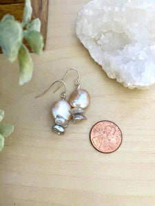 Pink and Grey Pearl Earrings