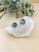 Load image into Gallery viewer, Labradorite studs on sterling silver posts - blue flash