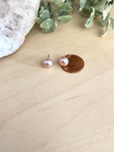 Load image into Gallery viewer, Pink Freshwater Pearl Earrings on Sterling Silver Posts 7.5-8mm